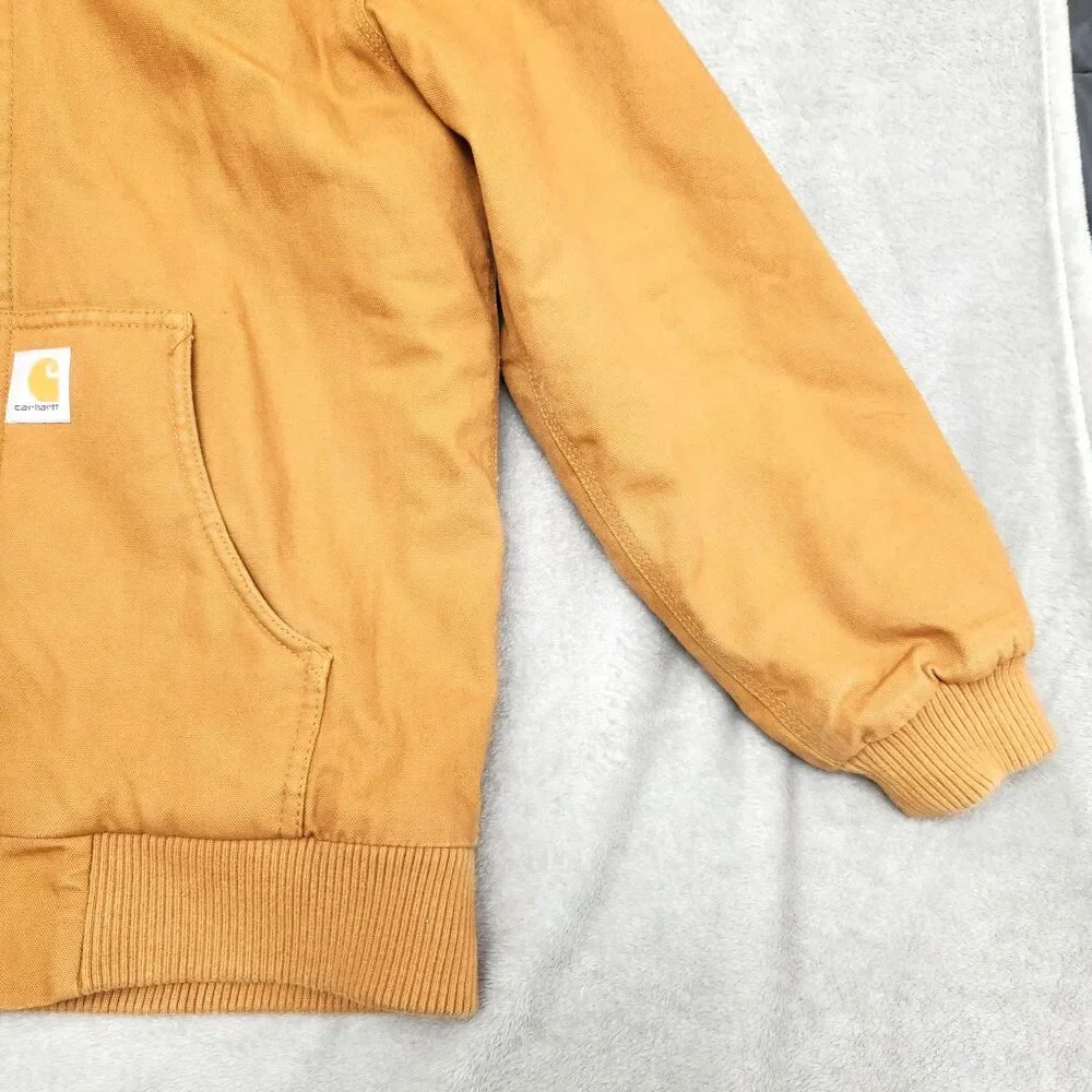 Carhartt Jacket Youth Size Large ( 14-16) Tan Duck Canvas Insulated Quilt Lined